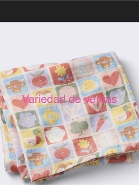 Colorful Animal & Fruit Print Muslin Swaddle